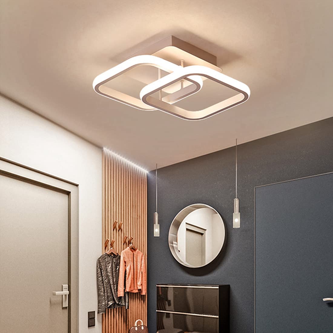 ELEPHANTBOAT® 22W Modern Ceiling Light LED Acrylic Dual Square LED Ceiling Lamps for Hallway Office Bedroom Kitchen Living Room Ceiling Light Warm White 3000K ELEPHANTBOAT® 22W Modern Ceiling Light LED Acrylic Dual Square LED Ceiling Lamps for Hallway Office Bedroom Kitchen Living Room Ceiling Light Warm White 3000K